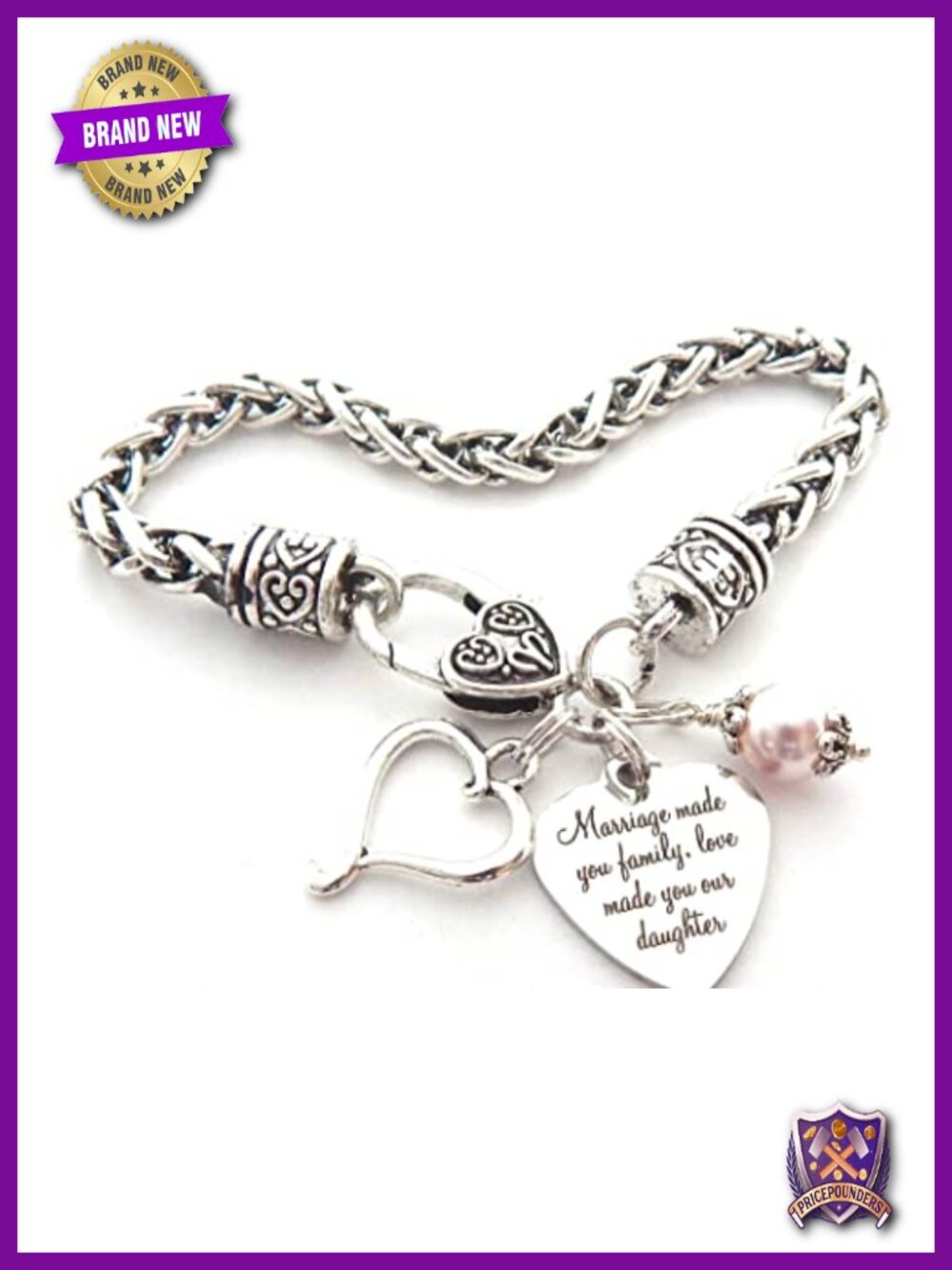 Wedding Bracelet Gift for Daughter in Law Antique Silver Charm Bracelet